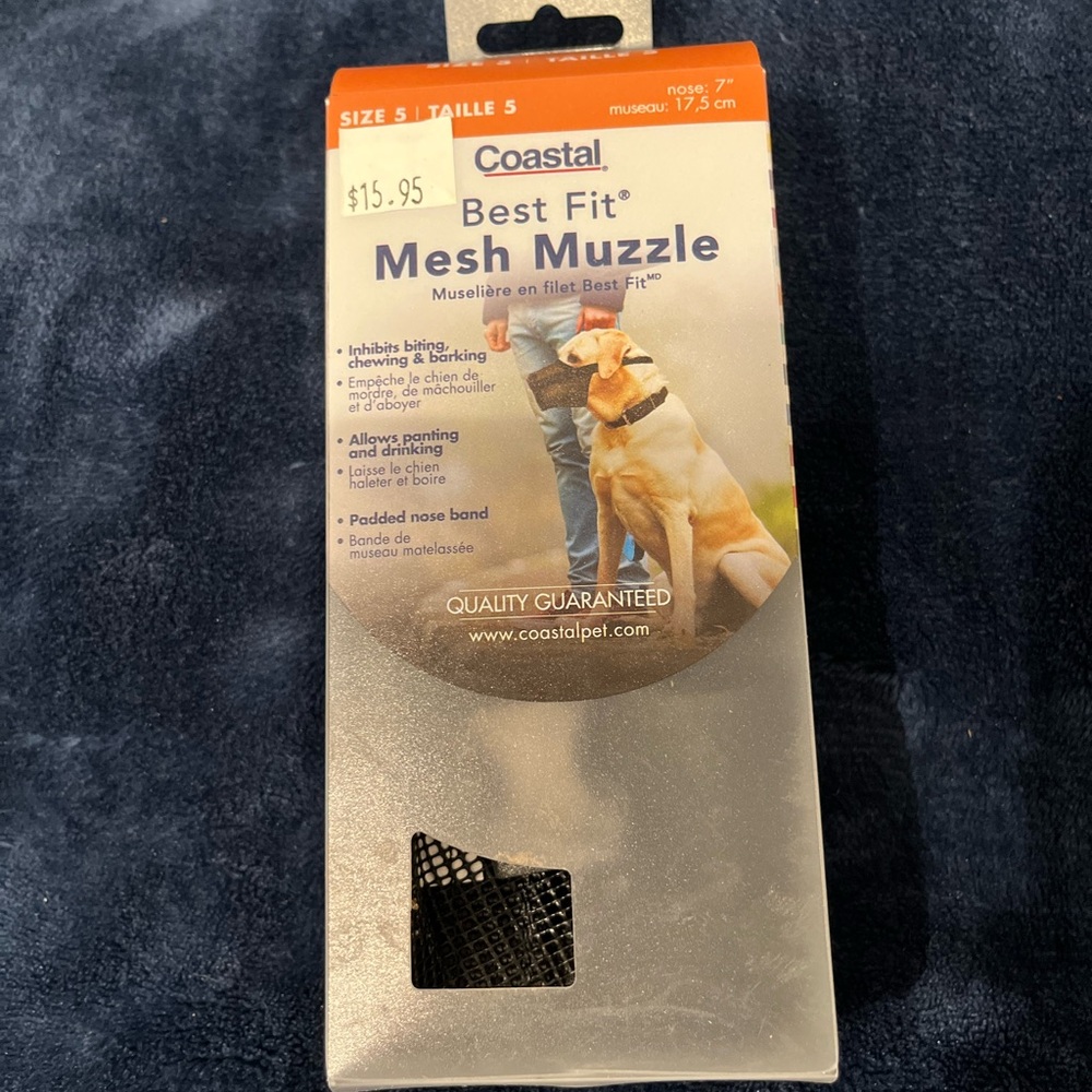 Size 5 black mesh dog muzzle.